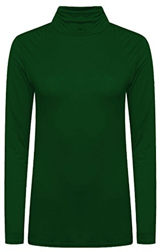 Crazy Fashion Womens Long Sleeve Polo Turtle High Neck Plain Stretchy Plus Size Casual Tops for Ladies Jumper UK 8-26 (Bottle Green, 18)