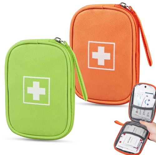 Dncvb 2 Stück Medikamententasche Klein, Tragbar Reiseapotheke Tasche, Wasserdicht Erste Hilfe Tasche Leer, Mini Medikamententasche Reise, Notfalltasche Leer Klein für Outdoor, Camping