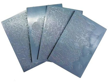 Arriettycraft Texturblätter mit Blumenblättern, für Ohrring-Schmuckherstellung, Boho-Stil, Wildblumen-Texturmatte für Polymer-Ton-Projekte, 4 Stück/Packung