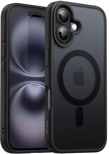 JETech Magnetic Case for iPhone 16 Plus 6.7-Inch Compatible with MagSafe, Translucent Matte Back Slim Shockproof Phone Cover (Black)