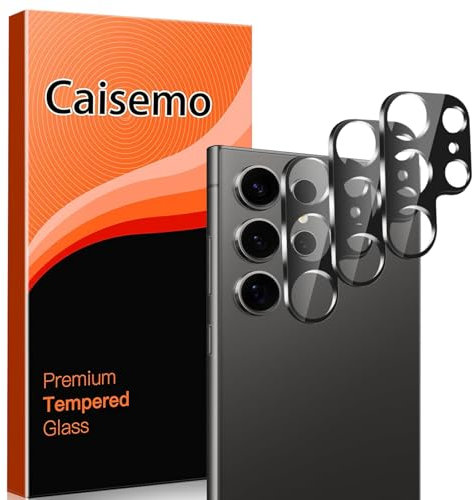 Caisemo 3 Pack Camera Lens Protector for Samsung Galaxy S24 Ultra, 9H, Tempered Glass Camera Screen Protector