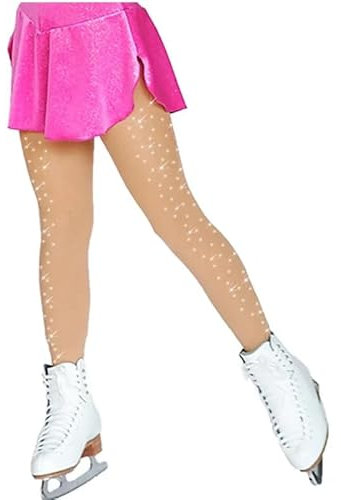 SSZYace Eiskunstlauf Strumpfhose Ski Skating Eislaufen Strümpfe Rollschuhe Schlittschuhe Warme Socken für Kinder und Erwachsene mit Schnallenstrümpfen und Kristallen S