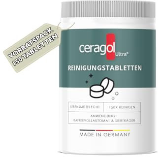 ceragol ultra Premium Reinigungstabletten, 120 Tabs für alle Kaffeevollautomaten und Siebträgermaschinen, effektiver Kaffeefettlöser