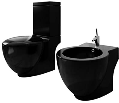 Mobili Select-Stand WC & Bidet Set Nero Ceramica