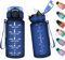 Trinkflasche Sport 500ml, Trinkflasche mit Strohhalm, Wasserflasche Sport Auslaufsicher mit Zeitmarkierung, Trinkflaschen Kohlensäure Geeignet, Sportflasche für Fitness, Gym, Schule, Outdoor, Yoga