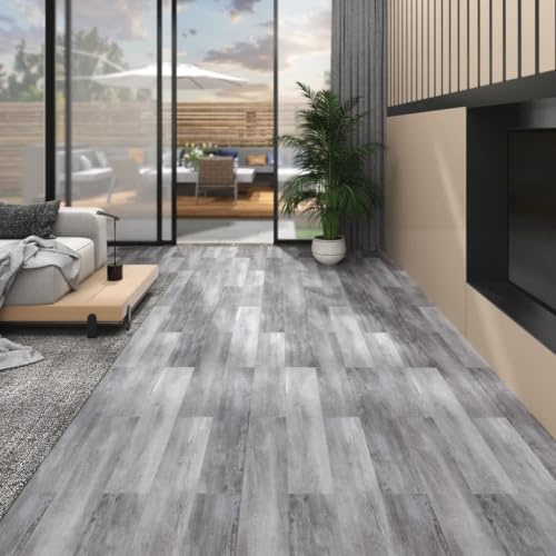 Home & Garden-PVC Flooring Planks 5.02 m 2 mm Self-adhesive Matt Wood Grey-Furniture Choice