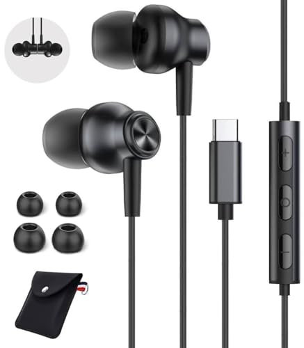 Écouteur USB C,Ecouteurs Filaire Type C Compatible avec iPhone 16 15 Pro Max Plus,iPad Pro Air,Huawei P70/60/50,Samsung Galaxy S25/S24/S22/Ultra,Google Pixel 9/8,Xiaomi,Android
