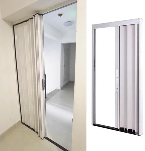 Cloison de séparation coulissante pliante avec serrure, portes accordéon insonorisées, porte intérieure multi-plis en aluminium, design peu encombrant, personnalisable (70 x 210 cm)