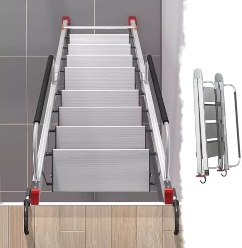 Scala pieghevole compatta per soppalco con ils – Scala di emergenza per cantina e pozzi delle finestre, design robusto salvaspazio per un accesso sicuro e una fuga rapida