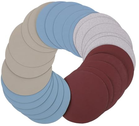 25 Stück 125mm Wasserfestes Schleifpapier aus Carborundum und Aluminiumoxid | Selbstklebend, 5 Zoll Rundscheiben, für Möbel und Nichtmetall Materialien, 25 Blatt Packung