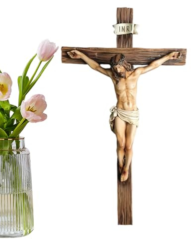Genérico Decoración de Cristo para el Hogar - Figurilla Religiosa en Resina de 24,4 Centímetros | Estatua de Jesús - Para Pared Mesa Estantería Iglesia Exposición Interior Navidad Pascua