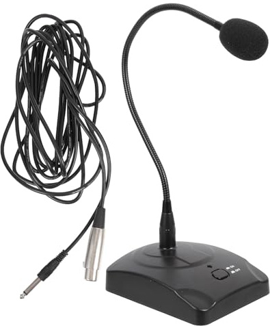 GARIOUANS Microphone à Condensateur Filaire à Col de Cygne Flexible 5 Mètres pour Ordinateur de Bureau et Portable, Microphone Capacitif Haute Sensibilité, Micro Multifonctionnel