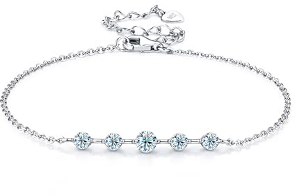 UNIQAL Germany | Moissanit Armband Damen 925 Sterlingsilber 1,21–4,95 g, 0,02–3,00 Karat, D Farbe VVS1, verstellbar, mit GRA Zertifikat, Diamantoptik