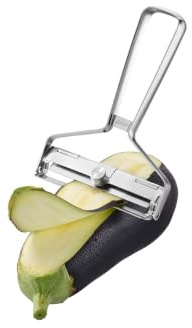 GEFU Coupe-légumes Y-PRO - Mandoline à légumes réglable avec grattoir | Lame dentée en acier inoxydable, en forme de Y, coupe-légumes avec grattoir, utilisable des deux côtés