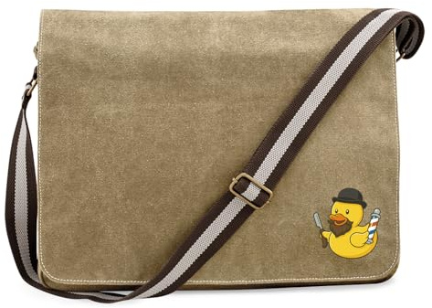 Huuraa Umhängetasche Quietscheente Barbershop Comic Gummiente 14 Liter Sahara Canvas Laptoptasche Geschenkidee