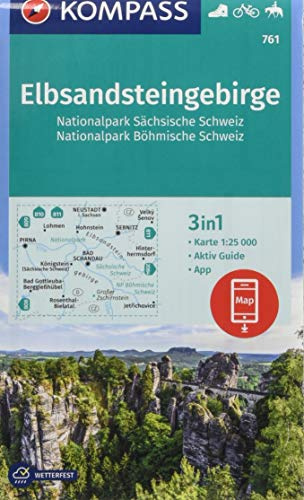 KOMPASS Wanderkarte Elbsandsteingebirge, Nationalpark Sächsische Schweiz, Nationalpark Böhmische Schweiz: 3in1 Wanderkarte 1:25000 mit Aktiv Guide ... Reiten. (KOMPASS-Wanderkarten, Band 761)