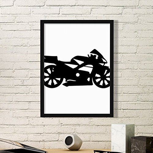 DIYthinker Motorrad-Mechanical-Silhouette-Kunst-Malerei Bild Foto Wooden Rectangle Rahmen Ausgangswand-Dekor-Geschenk Small Schwarz