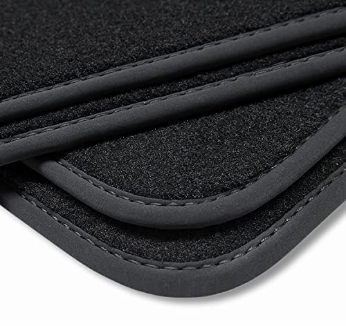 teileplus24 V331 Velours Fußmatten kompatibel mit Seat Leon 3 5F 5-Türer ST Kombi 2012-2020 Trittschutz Fahrermatte, Naht:Schwarz