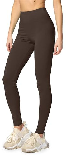 Merry Style Leggings Damen Baumwolle für das ganze Jahr Bequeme Leggings Blickdicht Damen Ideal für Yoga Sport Gym und Freizeit MS10-198 (Braun,S)