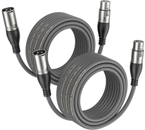 NUOSIYA XLR Microphone Cable - 2 Packs, 10M (Gray)