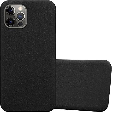 Cadorabo Funda Compatible con Apple iPhone 12 / iPhone 12 Pro (6,1) en Frost Negro - Cubierta Proteccíon de Silicona TPU Delgada e Flexible con Antichoque - Gel Case Cover Carcasa Ligera