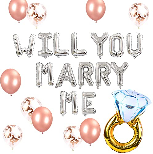 JeVenis Silver Will you marry me Balloons Marry Me Ballons Heiratsantrag Ideen Hochzeitsvorschlag Dekorationen Dekor