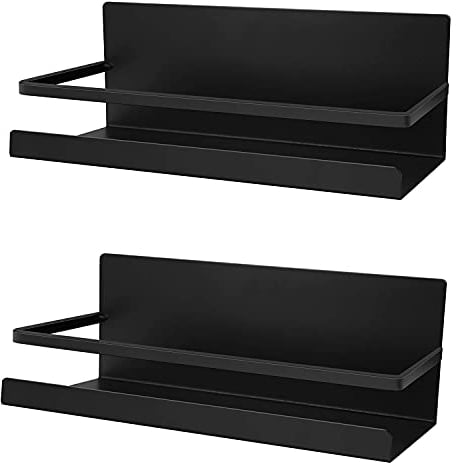 DoDuo 2 Piece Magnetic Spice Rack Fridge Shelf Magnetic Fridge Organizer Space Saving Kitchen (Black)
