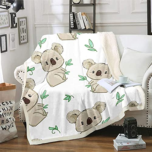 Homemissing Koala Kuscheldecke Decke 130x150cm Niedliches Tiermuster Flanell Fleecedecke Kawaii Koala Wohndecke Fürsorgliches Geschenk für Kinder Kleinkinder Jungen Mädchen