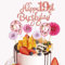 HCRXVV 19.Geburtstag Tortendeko Rosa fur Mädchen,19th Happy Birthday Glitzer Tortendeko,Konfettiballons Cake Topper und Papierfächer Kuchen Deko für Geburtstag(7Stück)