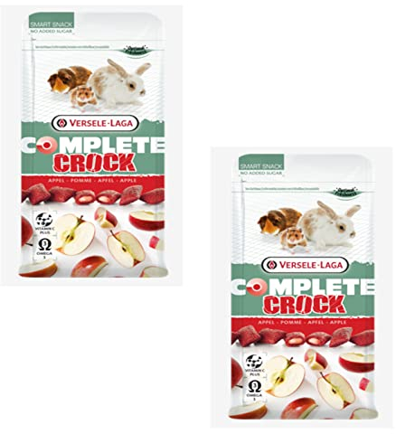 Versele-Laga Complete Crock Apple | Doppelpack | 2 x 50 g | Ergänzungsfuttermittel für Kaninchen & Nagetiere | Knusprige Hülle mit weicher Apfelfüllung | Mit Vitaminen & Omega-3