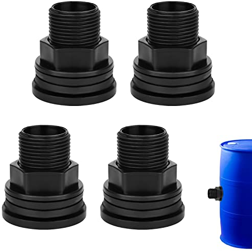 AIEX 4 Stück Bulkhead Fitting, Pvc Schottverschraubung Wassertank Anschluss für Regenfässer Wassertank Teich Aquarium (Schwarz)