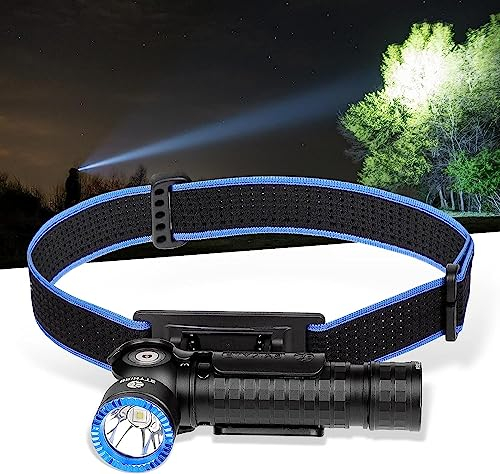 Brinyte HL18 LED Stirnlampe 1600 Lumen Wiederaufladbare Stirnlampe Multifunktionale Rechtwinklige IP66 Wasserdichte Taschenlampe mit Stirnband und Magnetischem Schwanz für Outdoor-Aktivitäten