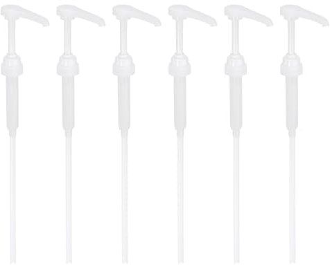sourcing map 6 Pack Coffee Syrup Pump, Syrup Pump Dispenser Fits 750ml/ 25.4oz Bottles, No Dripping, Great for Home & Coffee Bar Drinking Mix, Tea, White