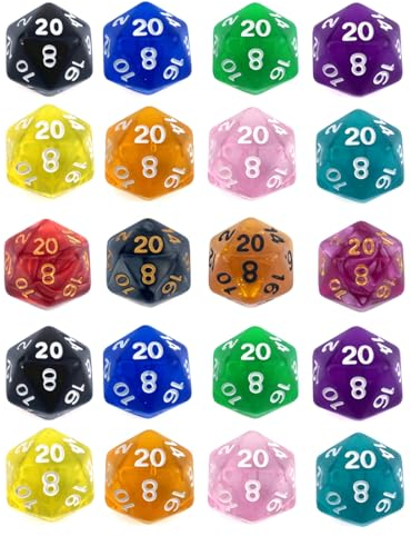 BZKSER Set di Dadi Poliedrici - 20 Pezzi Dadi Poliedrici 20 Facce Dadi D&D Dadi da Gioco Colorati Dadi con Borse Velluto per DND Rpg MTG e Altri Giochi, Colori Casuali