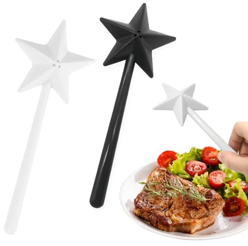 Sctmda Salières à Épices 2 Pièces Shaker à Épices Salière Poivrière Baguette Magique Restaurant Baguette à Épices Épices Baguette Magique avec Trous Épices Distributeur de Sel (Noir + Blanc)