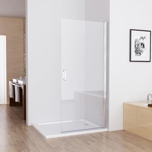 MIQU Nischentür 90 x 195 cm Walk in Duschabtrennung Duschwand für Dusche Pendeltür Schwingtür Duschtür aus NANO ESG Glas Rahmenlos duschtrennwand ohne Duschwanne