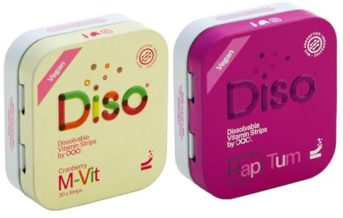 Diso Bundle of M-VIT + Hapi Tum - 60 Oral Dissolvable Multi-Vitamin Strips Supplements for All Round Health, Improves Digestion with Probiotics Digestive Enzymes, Supports Gut Health