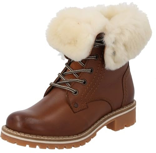 Palado Stiefeletten Damen Mashra – gefertigt aus hochwertigem Rindsleder – Made in Portugal – warm gefüttert mit Wolle – ideal für kalte Herbst- und Wintertage. Braun UK6 - EU39