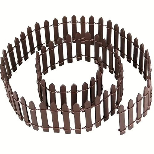 Mini recinzione in legno, decorazione da giardino in miniatura, con 1 mini strisce artificiali, piccola recinzione da giardino per la creazione fai da te, Natale, giardino delle fate (marrone)