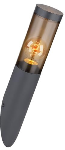 GLOBO LIGHTING Außenwandlampe Wandleuchte Edelstahl Wandleuchte Fackel Aussen Gartenlampe, anthrazit rauch, 1x LED 6W 806Lm warmweiß, DxH 7,6x40 cm