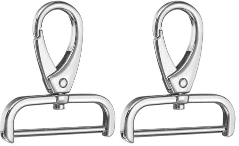 QUARKZMAN 2 Stück Abnehmbarer Karabinerhaken Schwenkverschluss 1 1/2 D-Ring mit Schwenk-Karabinerhaken für Taschengurt Schlüsselanhänger Tasche DIY Handwerk, Silber