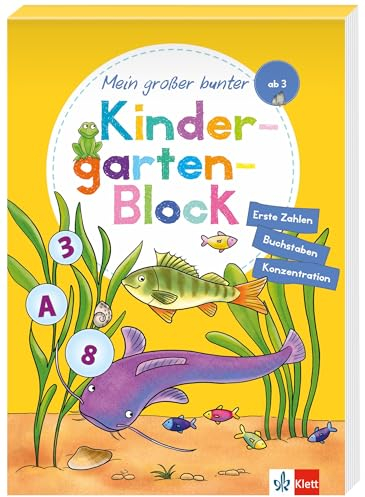 Klett Mein großer bunter Kindergarten-Block: ab 3 Jahre, Erste Zahlen und Buchstaben, Konzentration: Erste Zahlen, Buchstaben, Konzentration