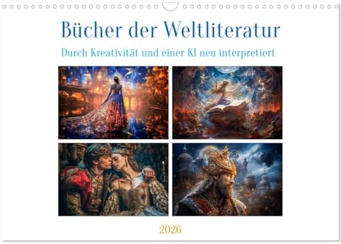 Bücher der Weltliteratur (Wandkalender 2026 DIN A3 quer), CALVENDO Monatskalender: Bücher der Weltliteratur sind bedeutende Werke aus verschiedenen ... Autoren aus der ganzen Welt. (CALVENDO Kunst)