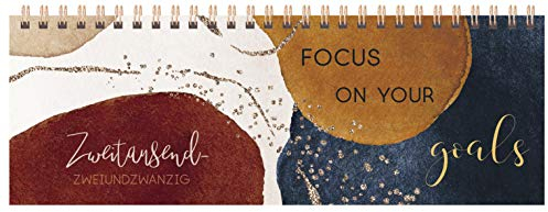 Tischquerkalender Goals 2022: 1 Woche 2 Seiten; Bürokalender mit viel Platz für Notizen; Format: 29,8 x 10,5 cm