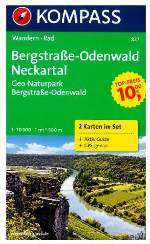 Bergstraße-Odenwald - Neckartal - Geo-Naturpark Bergstraße-Odenwald: Wanderkarten-Set mit Aktiv Guide in der Schutzhülle. GPS-genau. 1:50000 (KOMPASS Wanderkarte, Band 827)