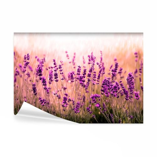 decomonkey Fototapete Blumen Lavendel, 200x140 cm, Natur, Vlies, Wohnzimmer