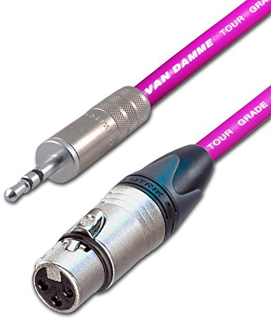 Stereo 3.5mm Mini Jack to Mono Female XLR Cable. DSLR Microphone Input lead. 1m (1.5m, Purple)