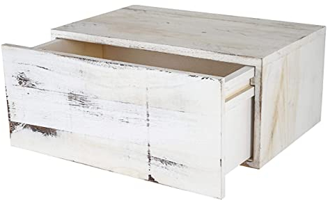 Mendler Wandregal HWC-C55, Schubladen-Regal, Shabby-Look Vintage, 21x46x30cm - weiß