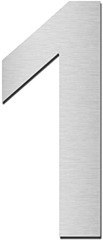MOCAVI HS10 Hausnummer Edelstahl V4A selbstklebend Höhe 5,5-7,5 cm Edelstahl-Haustürnummer modern, Hausnummer:1