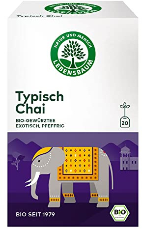 Lebensbaum Typisch Chai, 20 Beutel x 2g Gewürzteemischung mit exotischen Gewürzen und sonnigen Orangen, pfefferig, 100% Bio